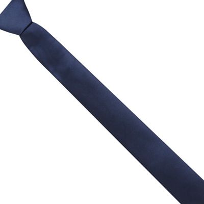 Navy plain skinny tie
